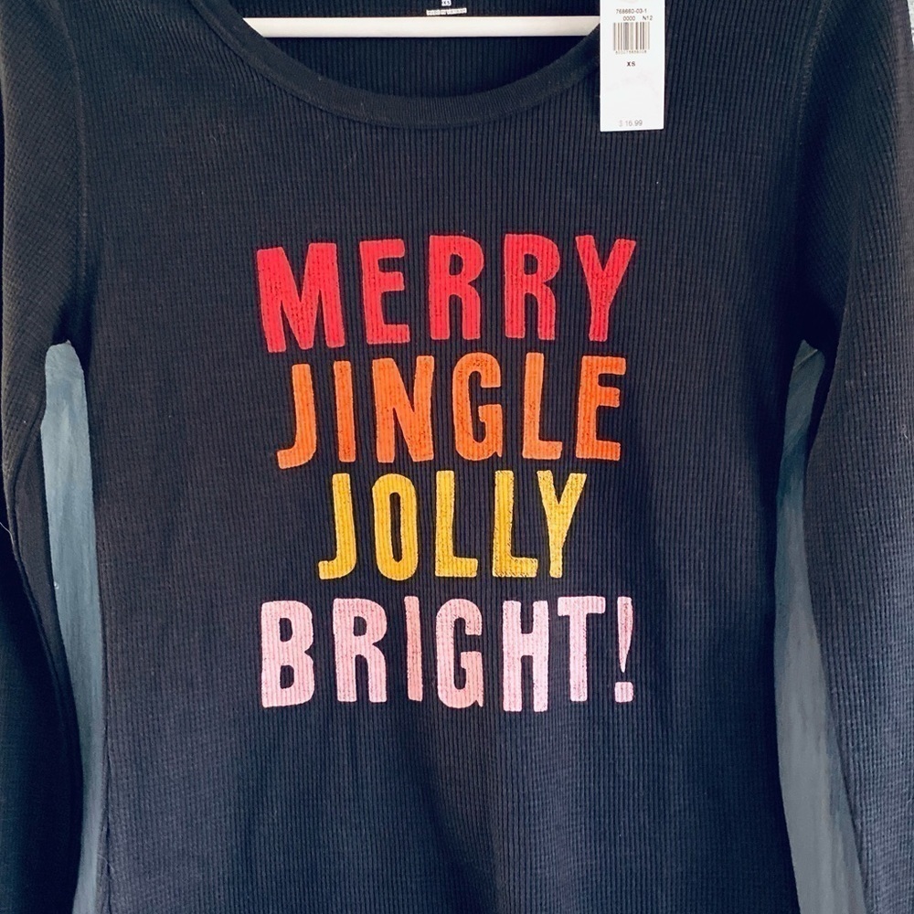 Old Navy MERRY JINGLE JOLLY BRIGHT Thermal - Picture 3 of 7